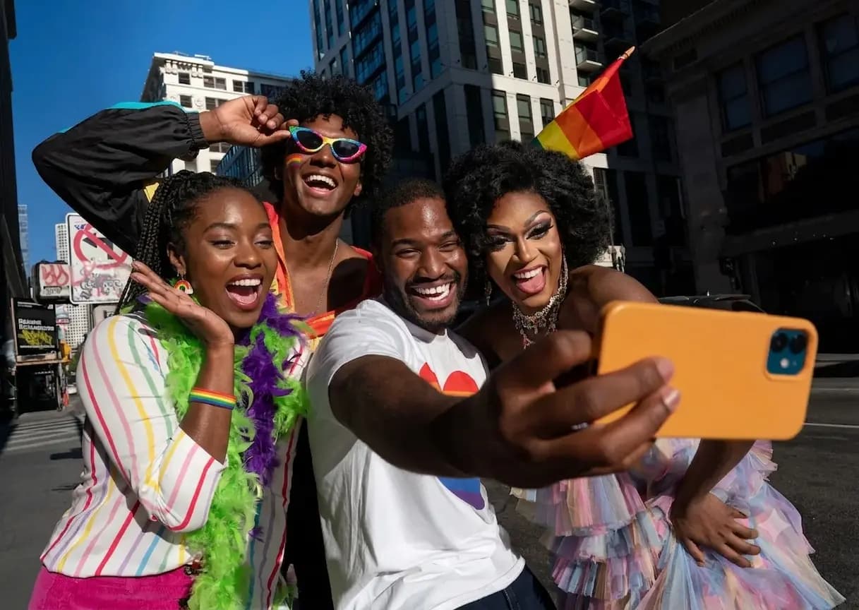People taking selfie